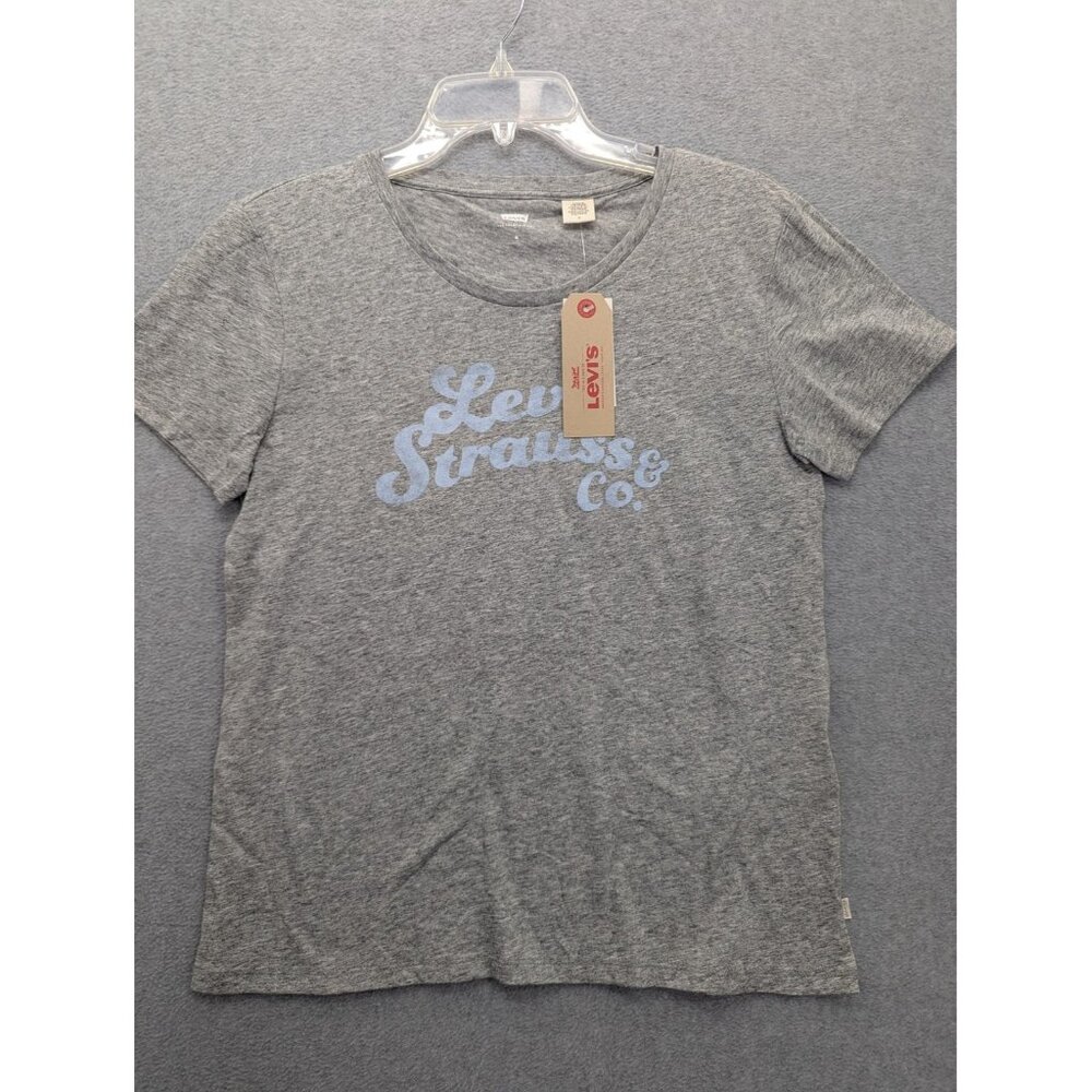 Levi's Shirt Womens Medium Gray Levi Strauss & Co Logo Graphic Tee Cotton